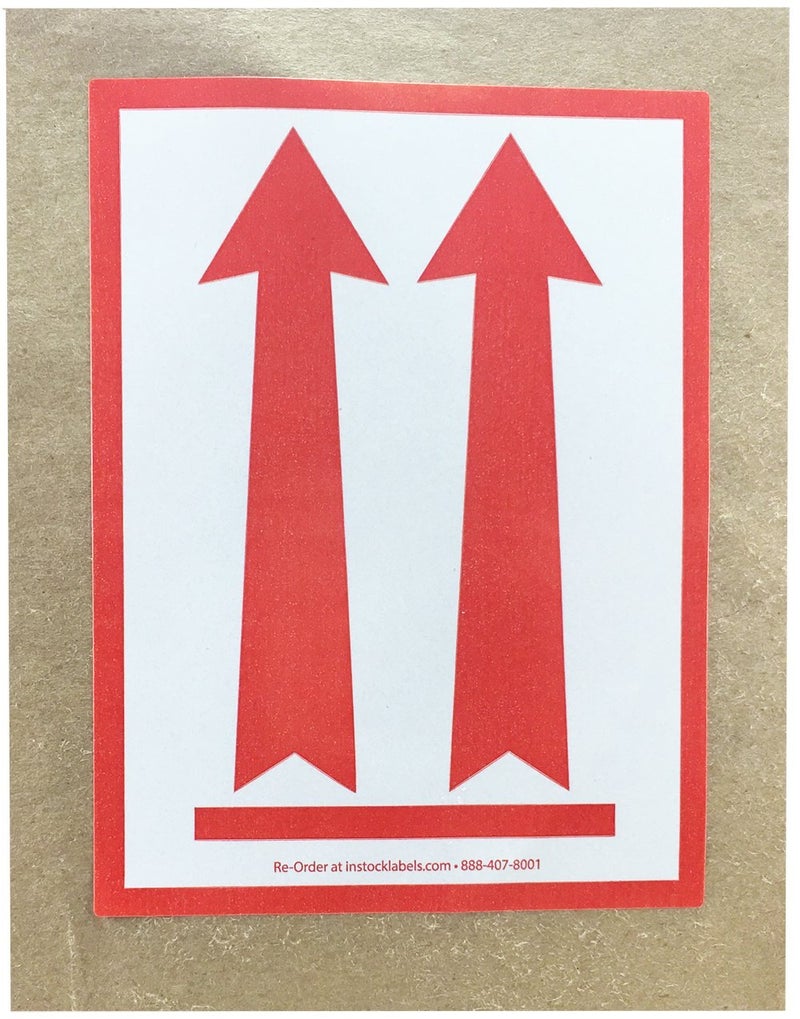 InStockLabels.com ملصقات هوائية خاصة بسهم أحمر 3 × 4 بوصة 500 ملصق لاصق - Image 2